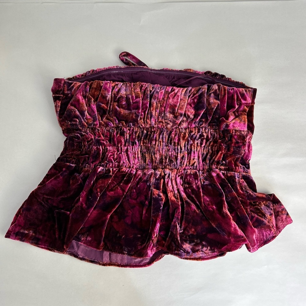 NWT Anthropologie Somerset Strapless Tube Top Blouse Size Small Floral Velvet - Picture 2 of 8